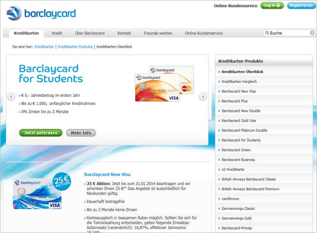 Die Barclaycard für Studenten